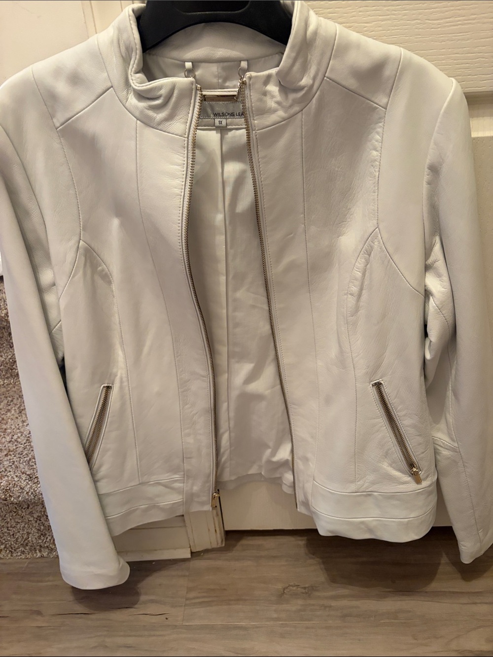 Wilsons Leather White Zip-Front Women's Leather Jacket